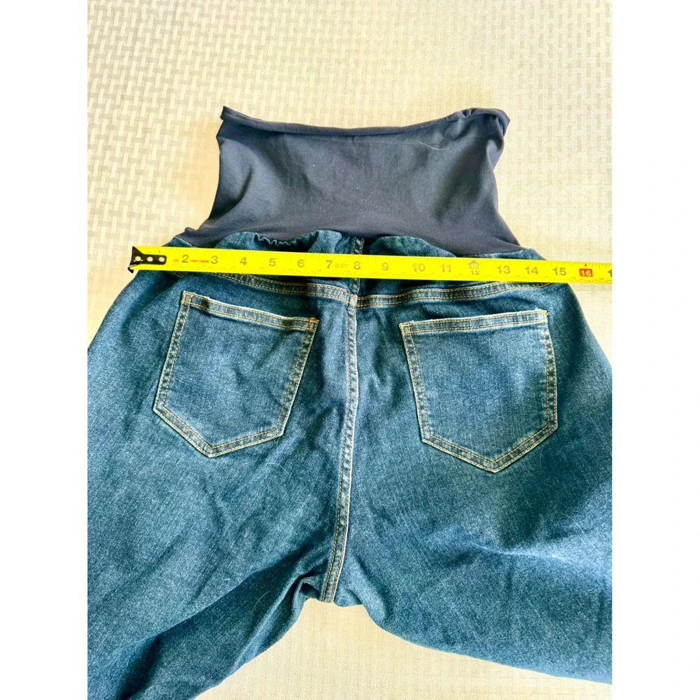 Indigo Blue Distressed Maternity Boyfriend Jeans Bundle 2 Pair Blue Size L